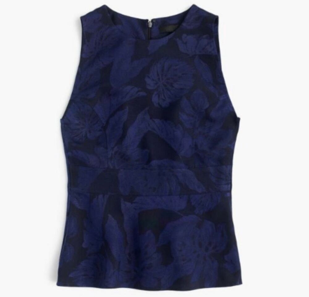 J Crew COLLECTION Floral Jacquard Top Blouse Womens 6 Sheath Peplum Embroidered